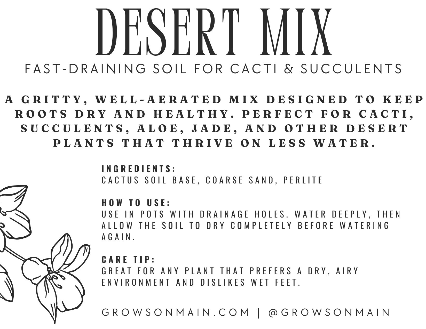 ingredients in cactus soil Desert Mix – Grows on Main
