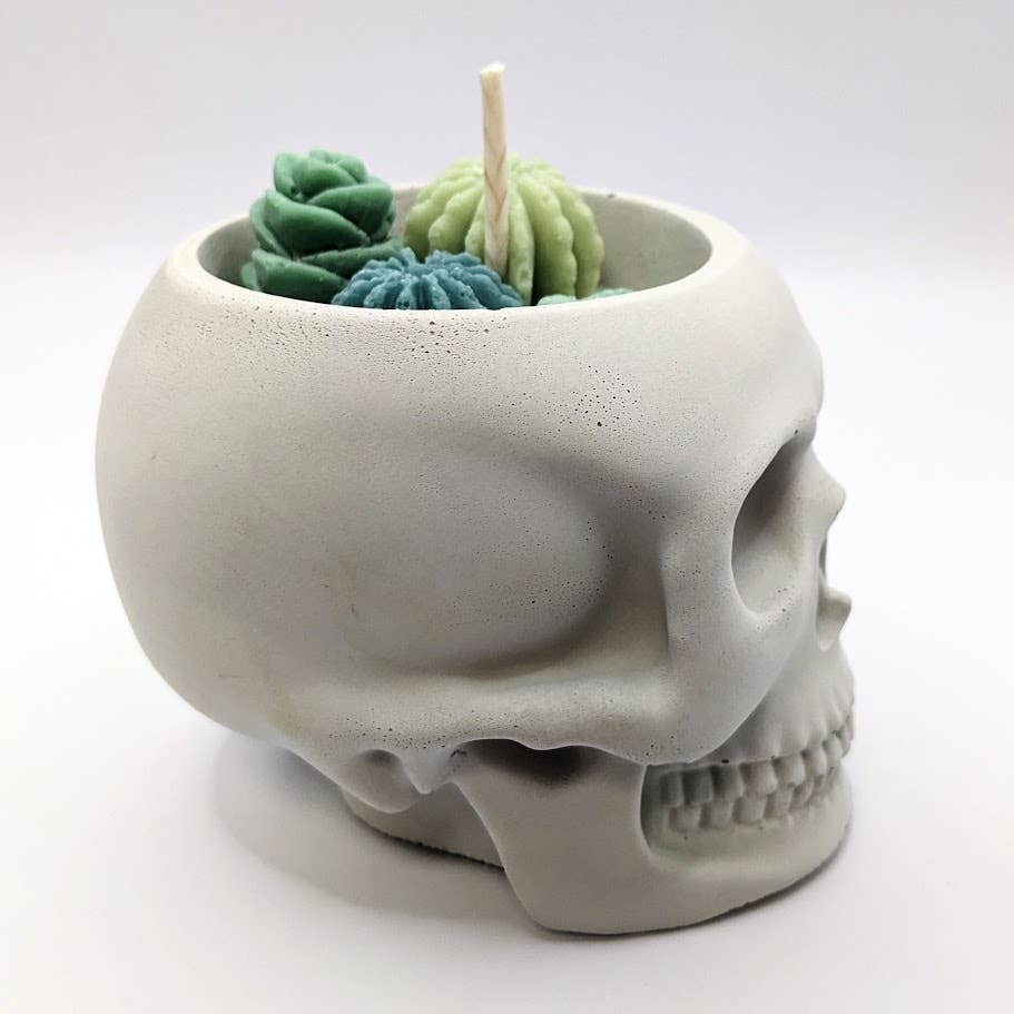 Skull Succulent Candle
