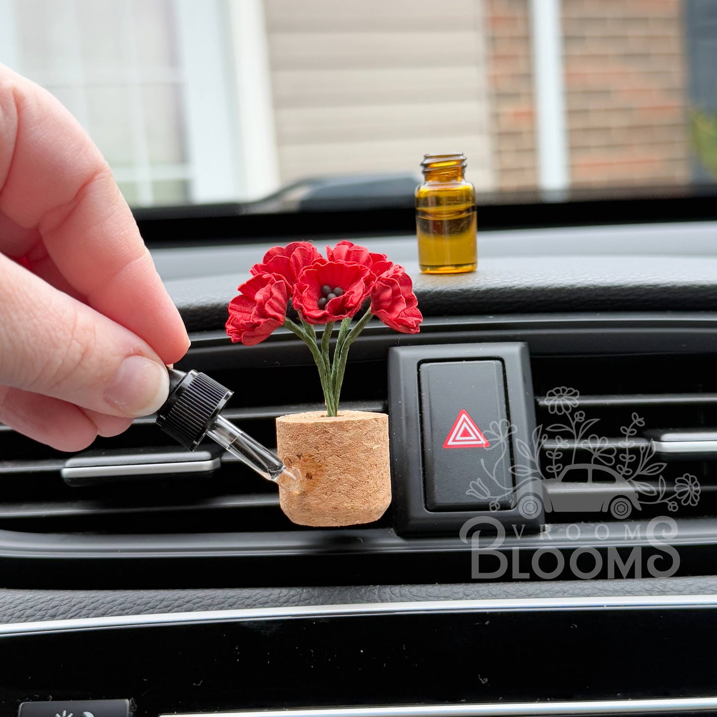 Red Poppies Car Vent Clip - Lavender