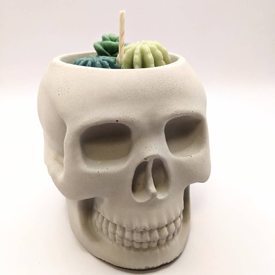 Skull Succulent Candle