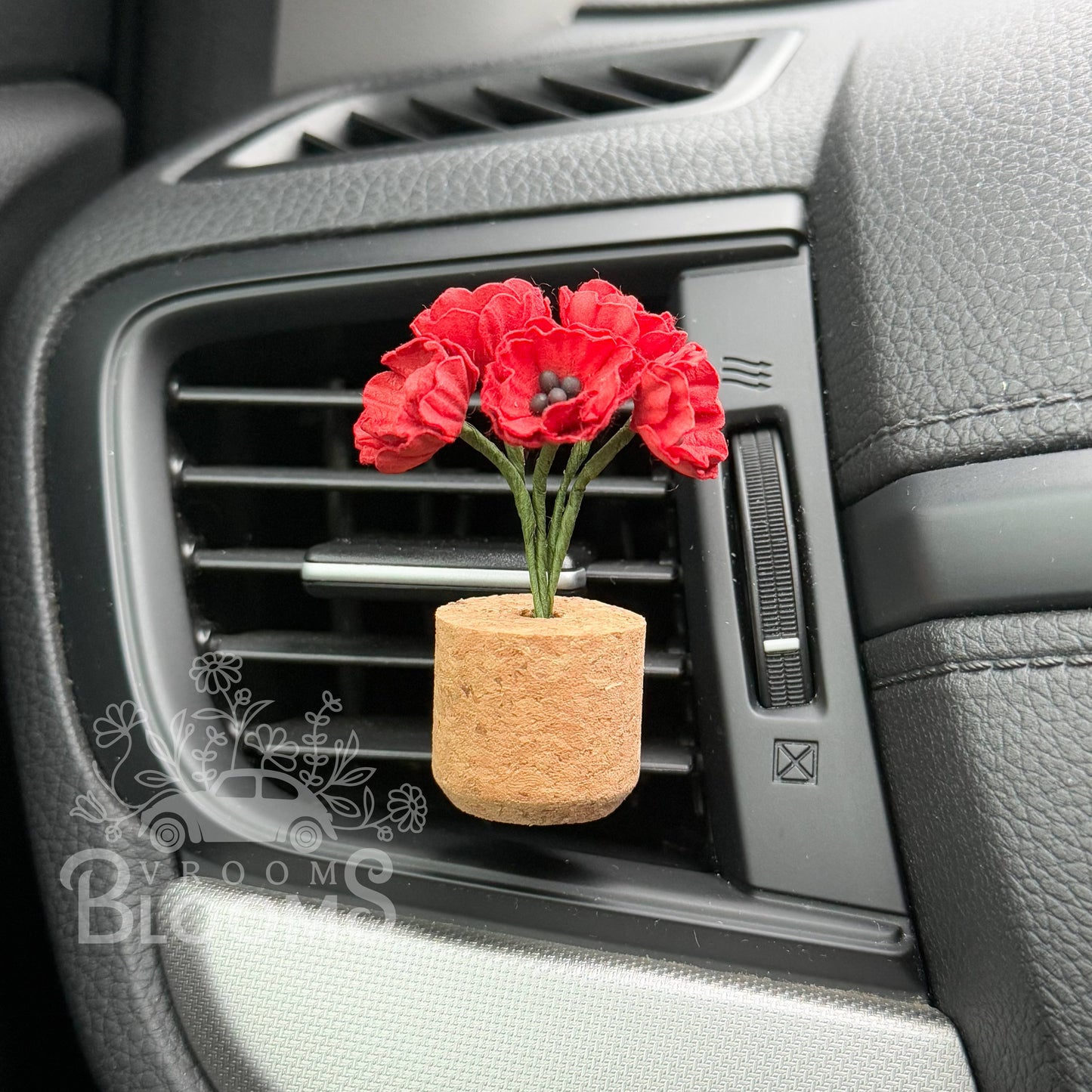 Red Poppies Car Vent Clip - Lavender