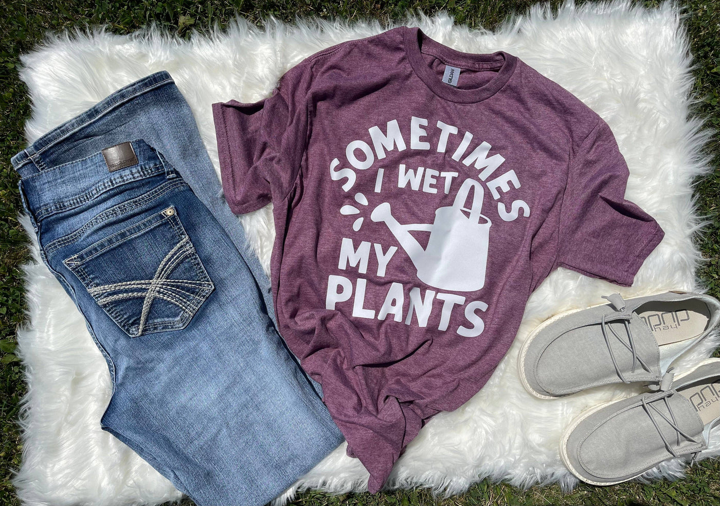 Sometimes I Wet My Plants Graphic T-Shirt - Maroon