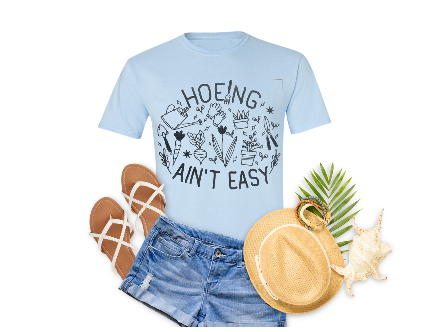 Hoeing Ain’t Easy Graphic T-Shirt - Blue